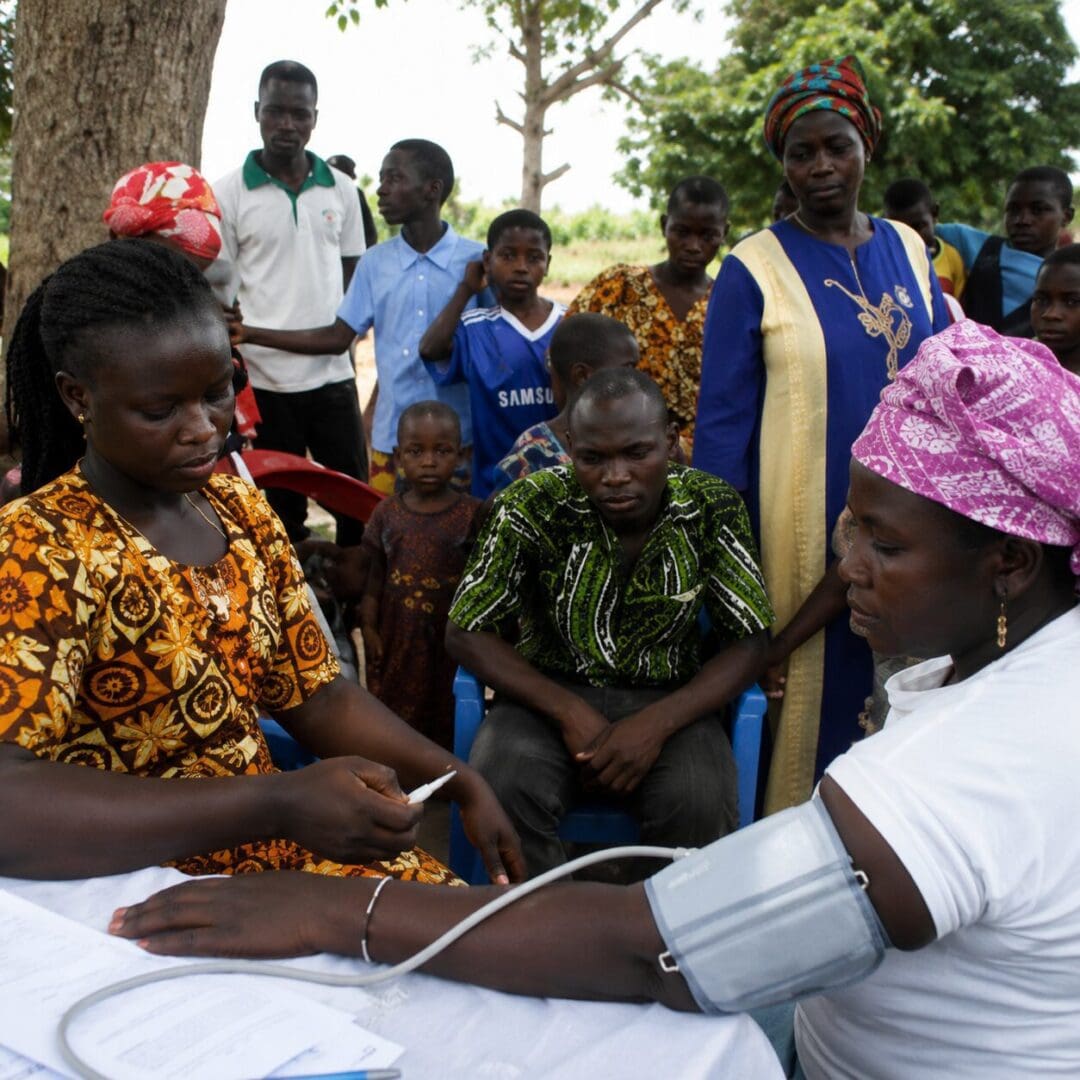 Group gathered for medical consultation