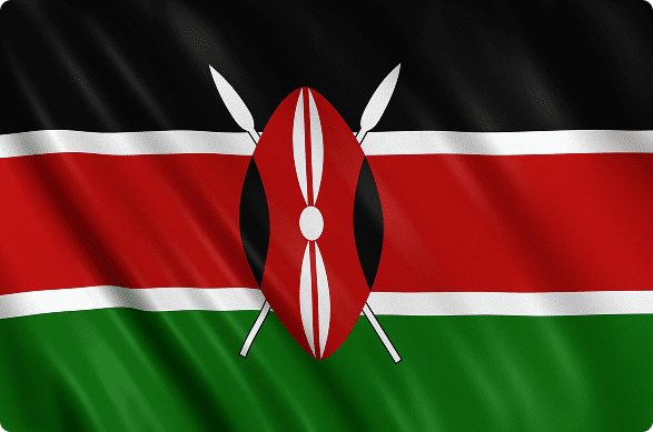 Kenya flag with shield and spears